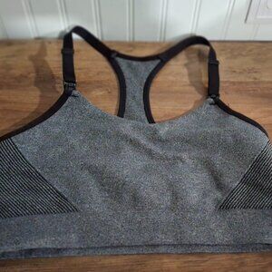 Auden Medium Nursing Lightly Lined Yoga Bra Grey Black Pullover